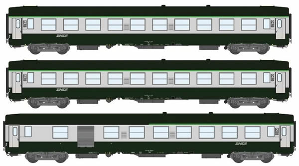 REE Modeles VB-102 - 1/2 Class French 3pc Passenger Coach Set B10 scrubland 302